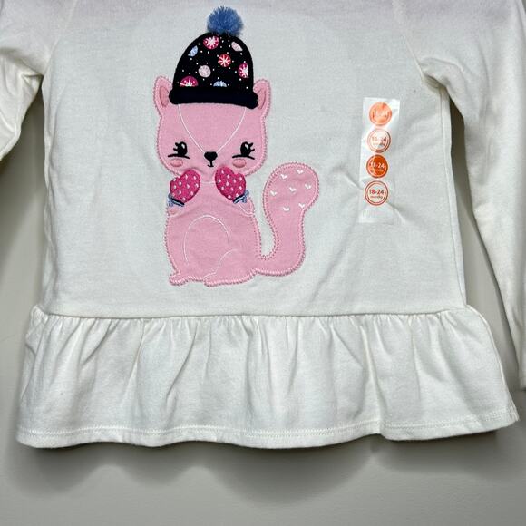 Gymboree Winter Cat Shirt Size 18-24 Months NEW Peplum Hem - Picture 3 of 7